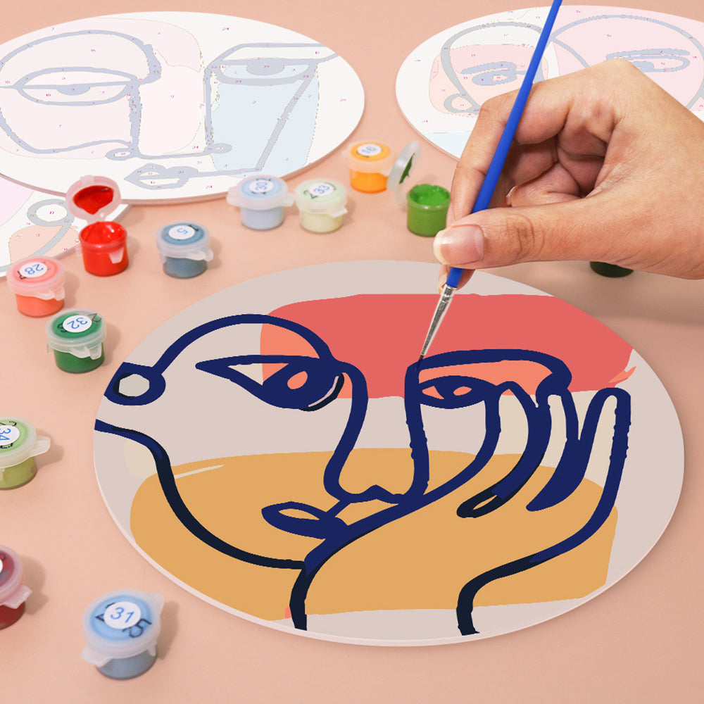 6Pcs Abstract Woman Face Placemats Paint by Numbers