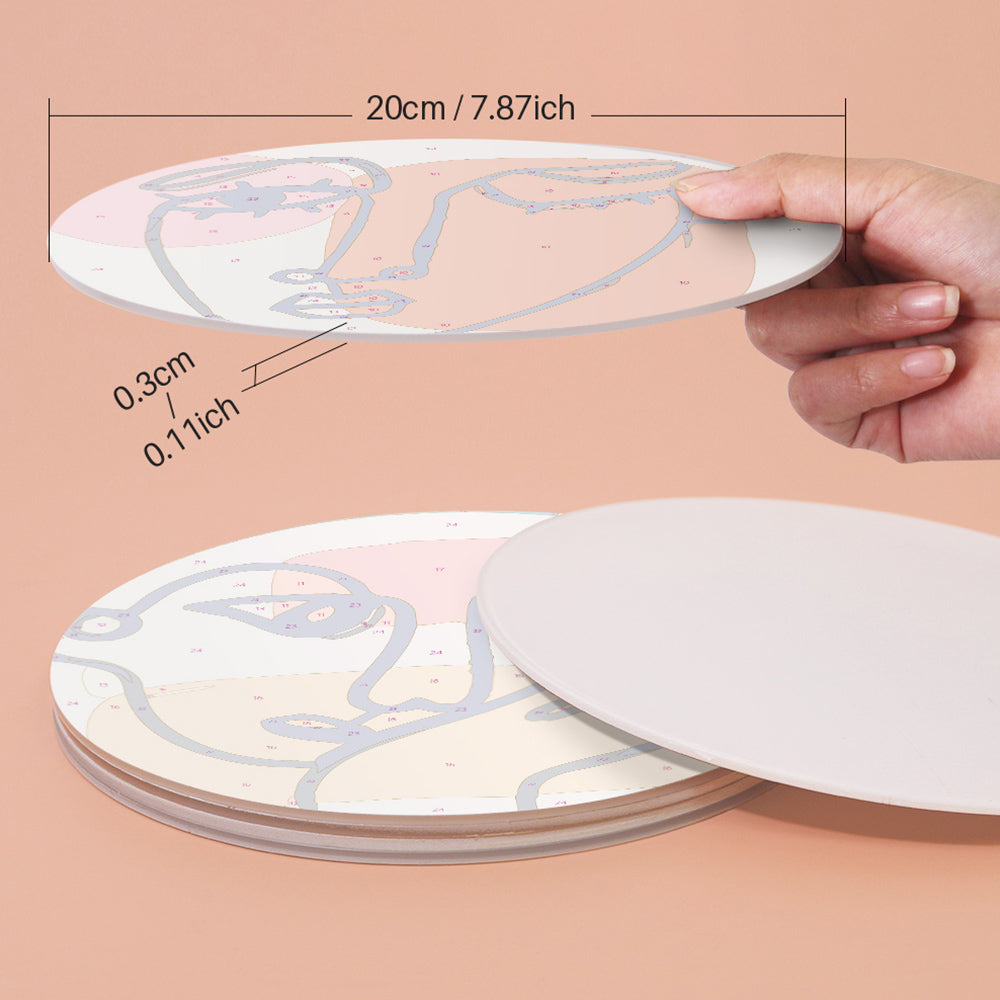 6Pcs Abstract Woman Face Placemats Paint by Numbers