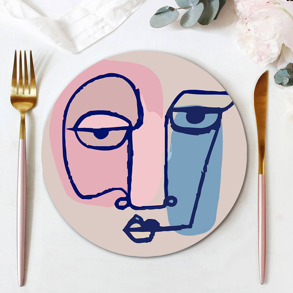 6Pcs Abstract Woman Face Placemats Paint by Numbers