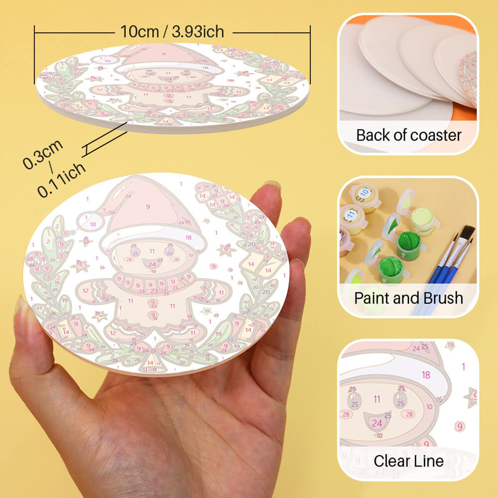 6Pcs Cartoon Christmas Coasters Paint by Numbers