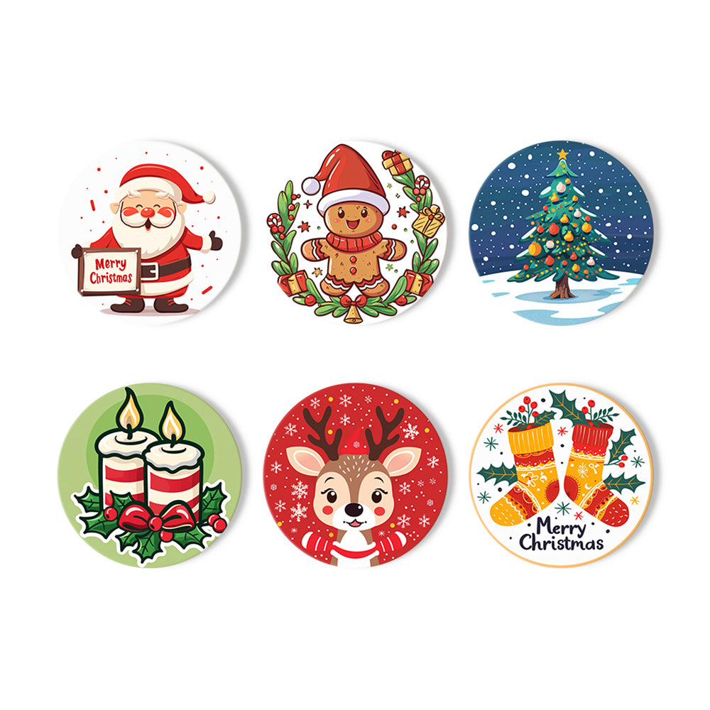 6Pcs Cartoon Christmas Coasters Paint by Numbers