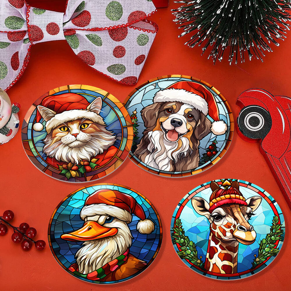 6Pcs Christmas Animal Coasters Paint by Numbers