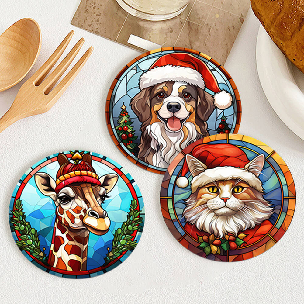 6Pcs Christmas Animal Coasters Paint by Numbers