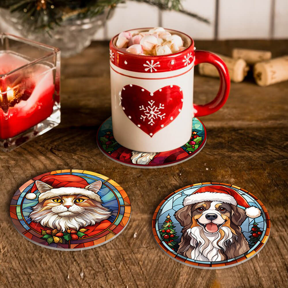 6Pcs Christmas Animal Coasters Paint by Numbers