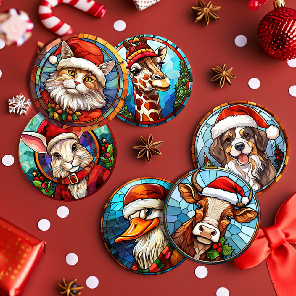 6Pcs Christmas Animal Coasters Paint by Numbers