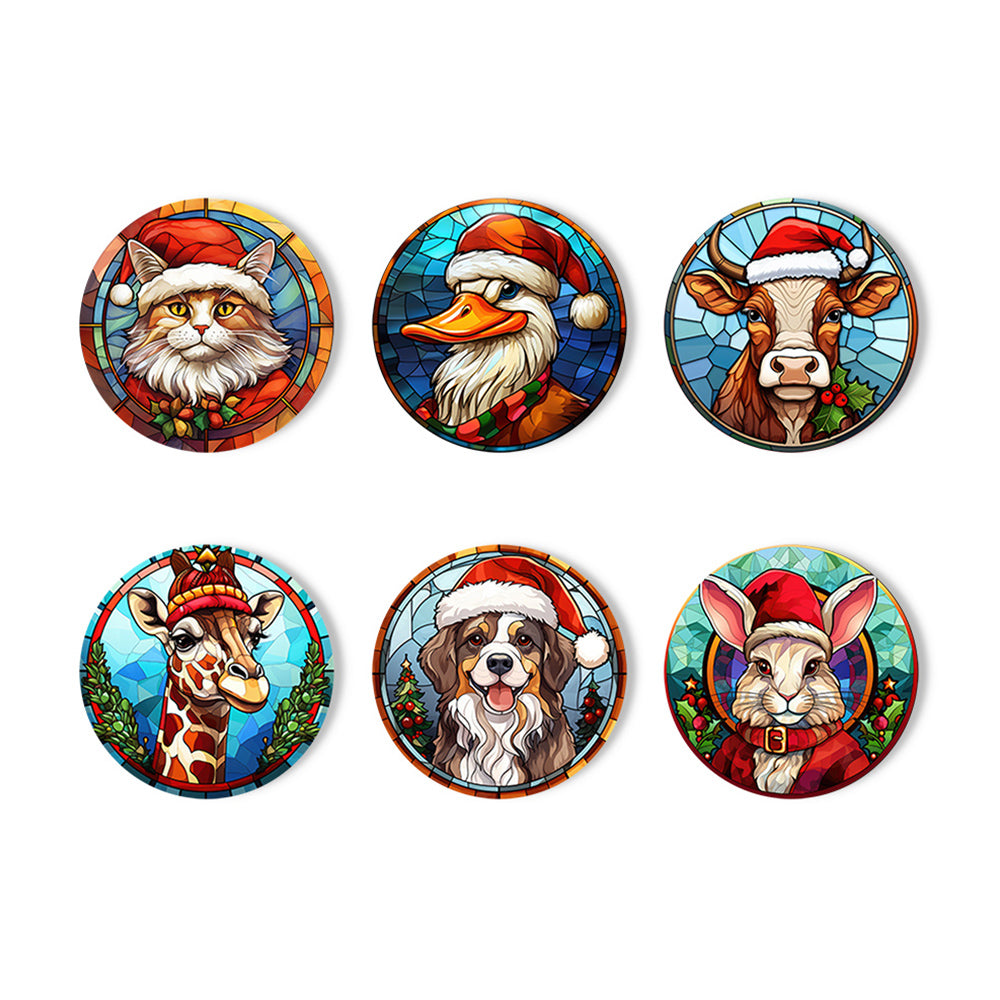 6Pcs Christmas Animal Coasters Paint by Numbers