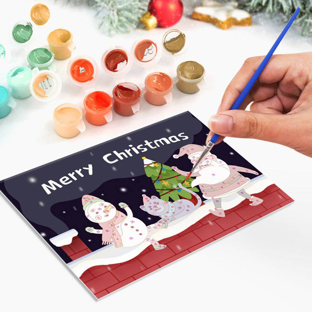 6Pcs Christmas Cards Paint by Numbers | Merry Christmas