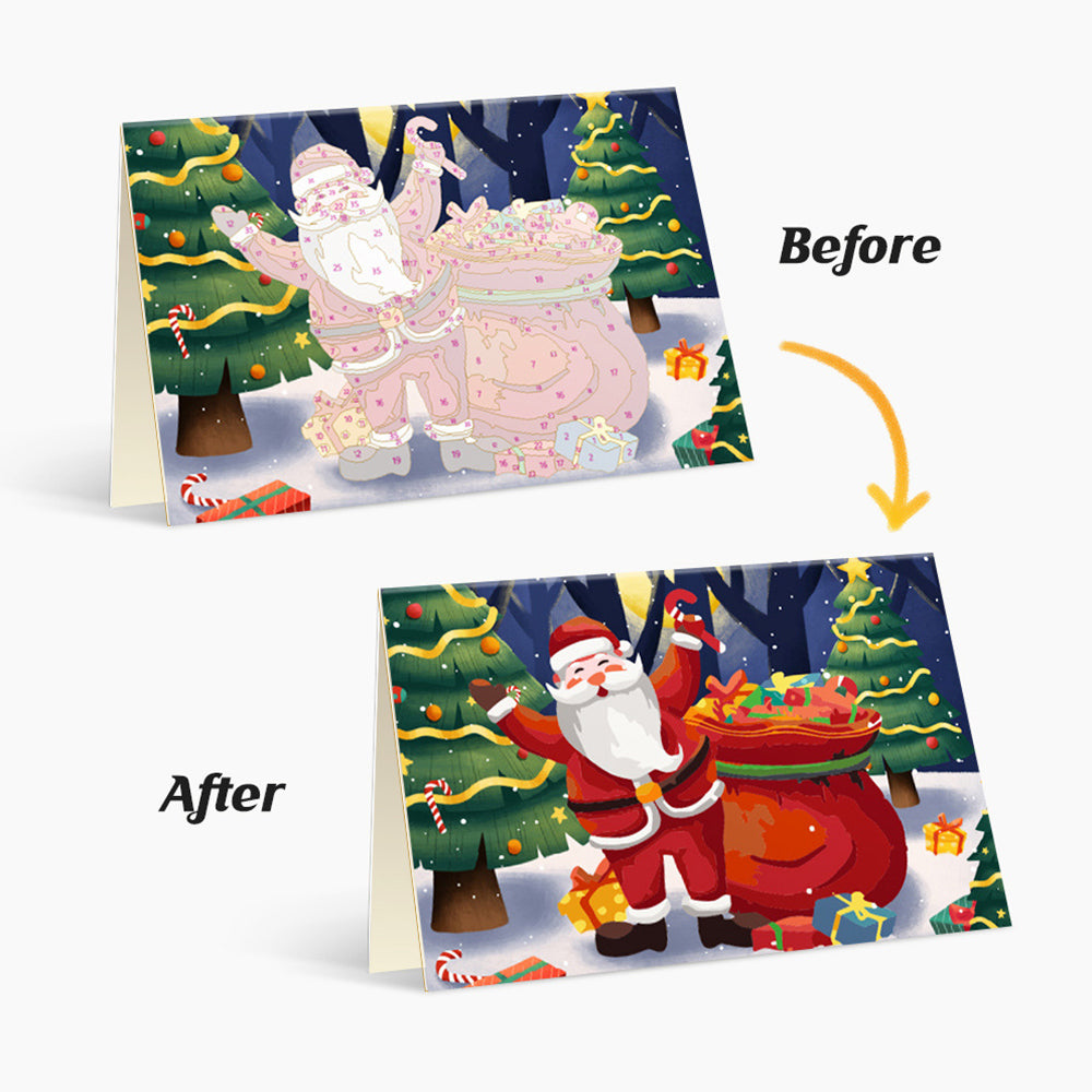 6Pcs Christmas Cards Paint by Numbers | Merry Christmas