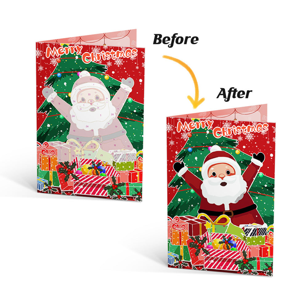 6Pcs Christmas Cards Paint by Numbers | Santa Claus and Christmas Tree