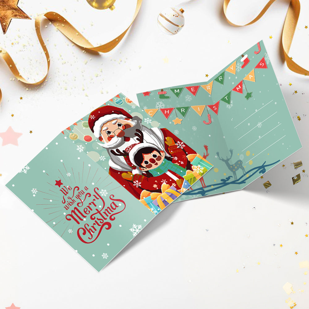 6Pcs Christmas Cards Paint by Numbers | Santa Claus and Christmas Tree