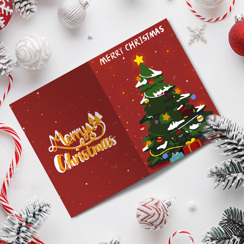 6Pcs Christmas Cards Paint by Numbers | Santa Claus and Christmas Tree
