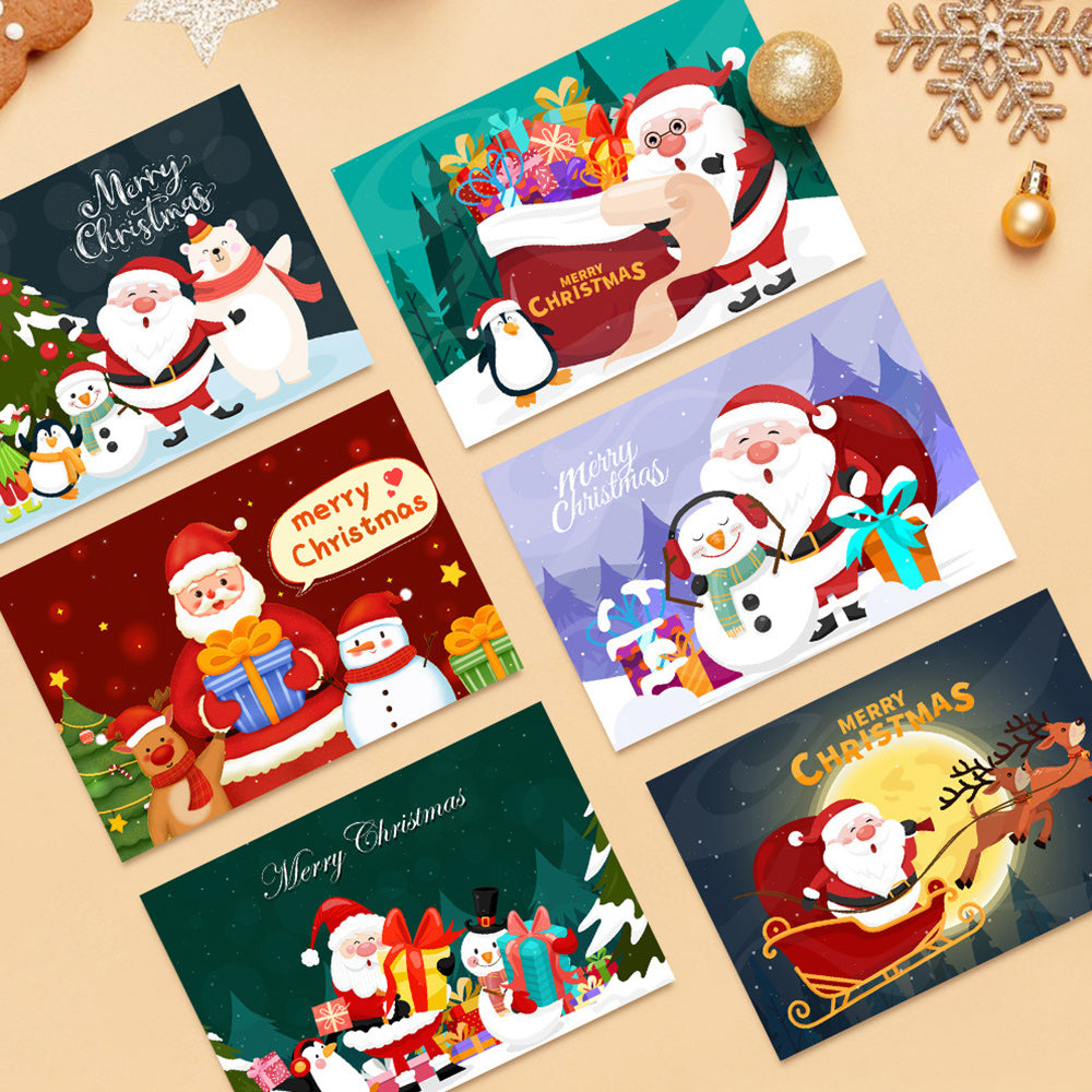 6Pcs Christmas Cards Paint by Numbers | Santa Claus and Snowman