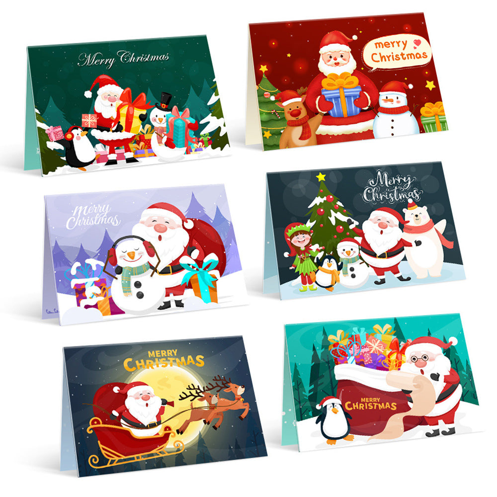 6Pcs Christmas Cards Paint by Numbers | Santa Claus and Snowman