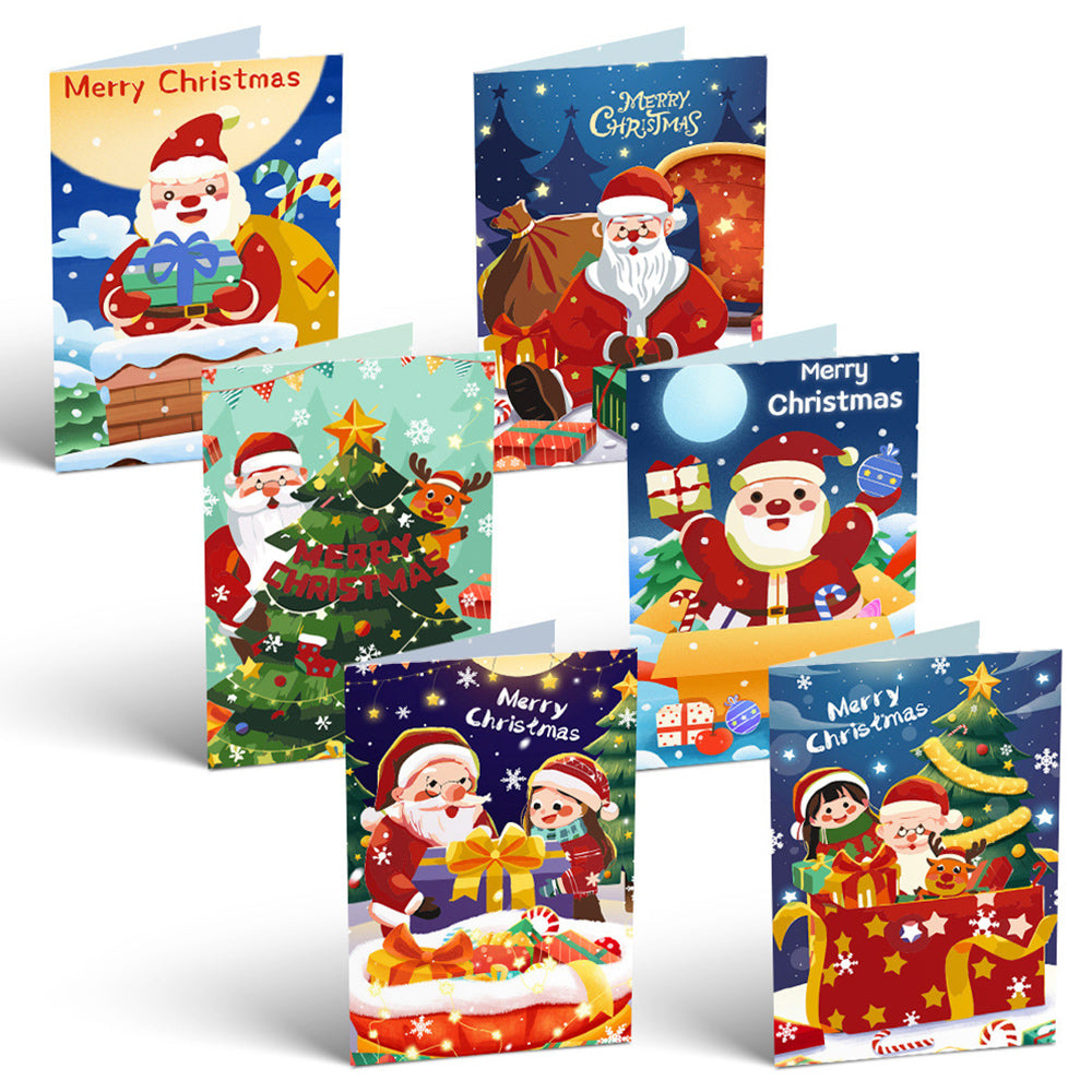 6Pcs Christmas Cards Paint by Numbers | Santa Claus's Gift Package
