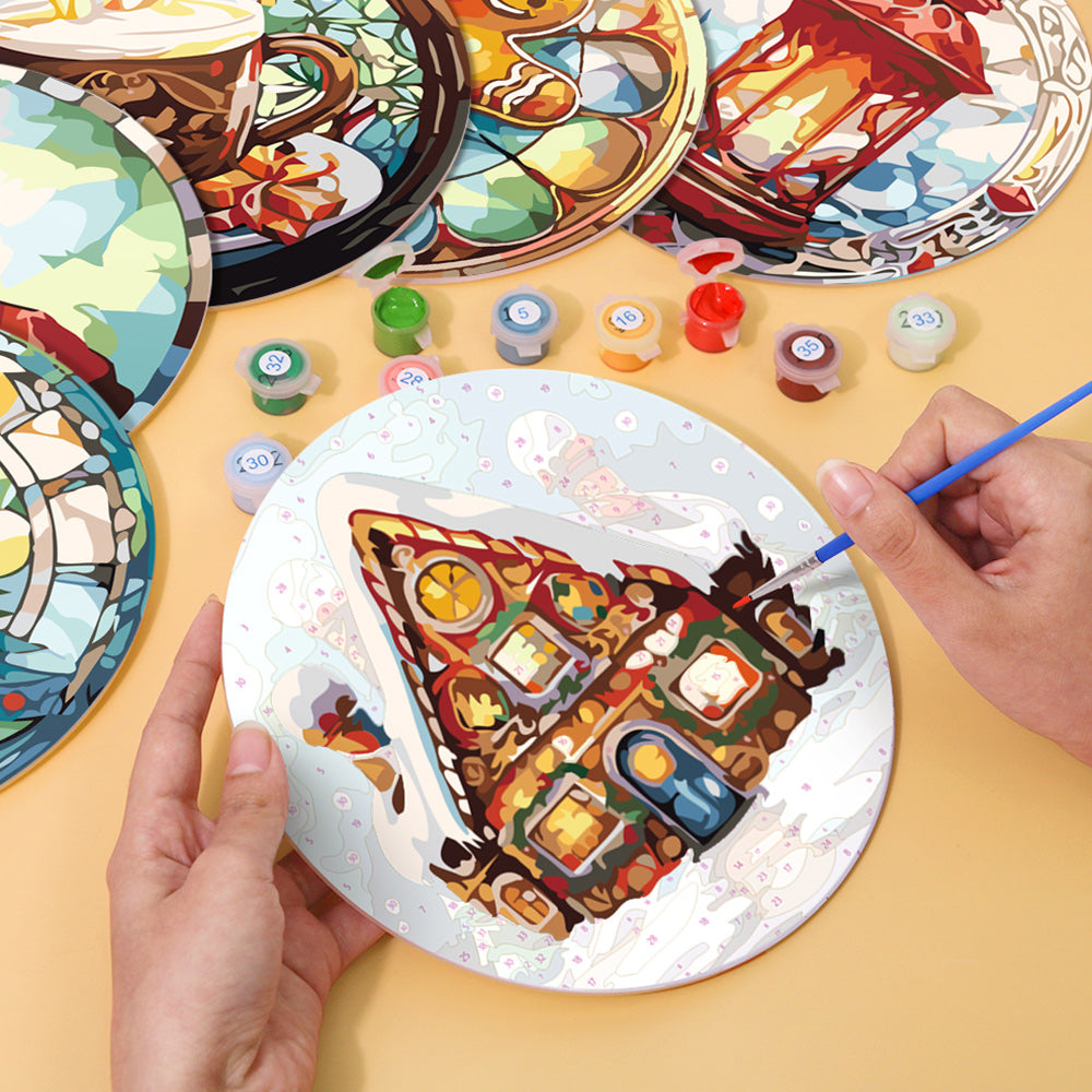 6Pcs Christmas Gingerbread Man Placemats Paint by Numbers