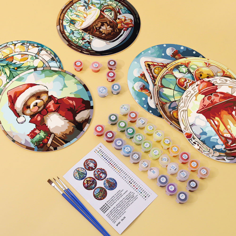 6Pcs Christmas Gingerbread Man Placemats Paint by Numbers