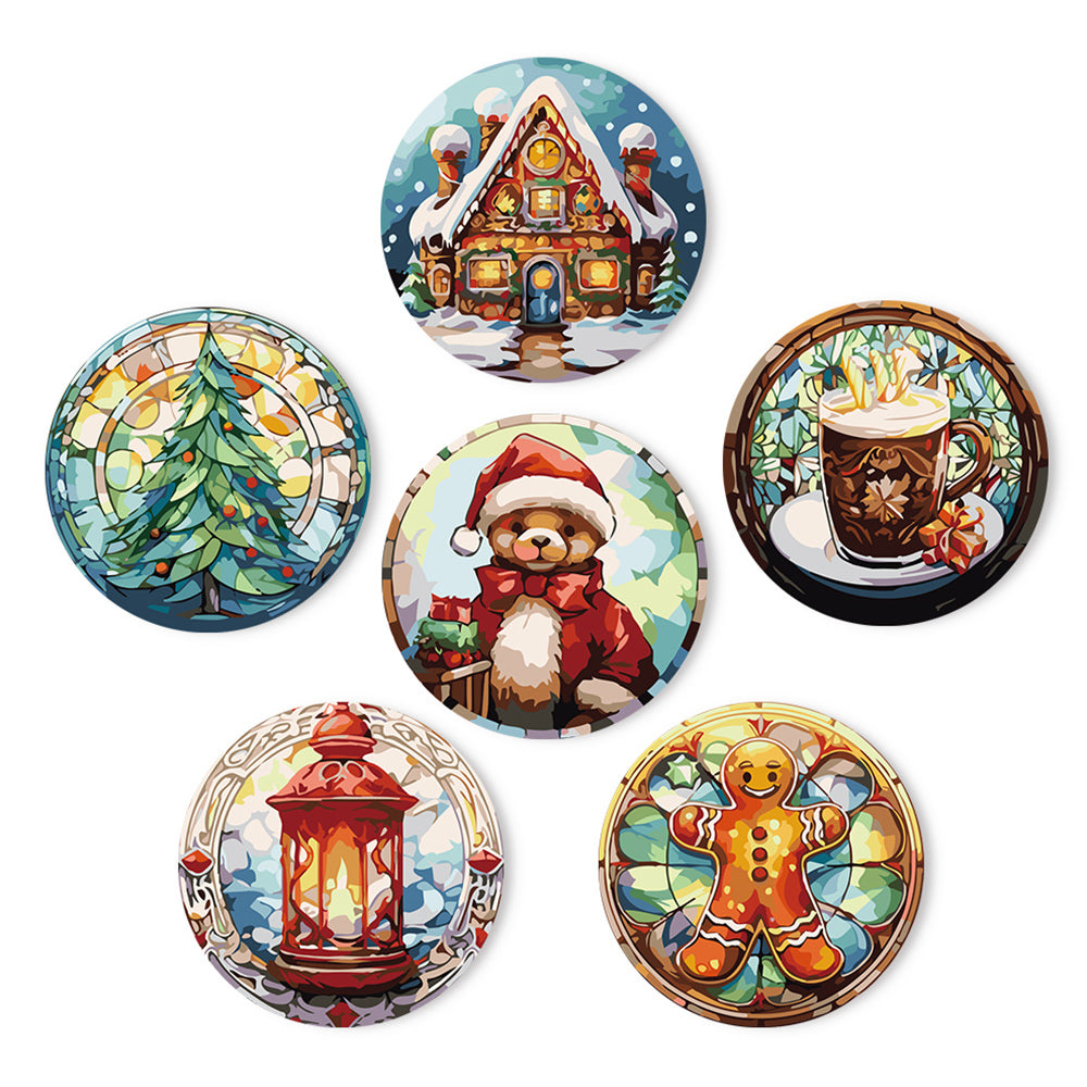 6Pcs Christmas Gingerbread Man Placemats Paint by Numbers