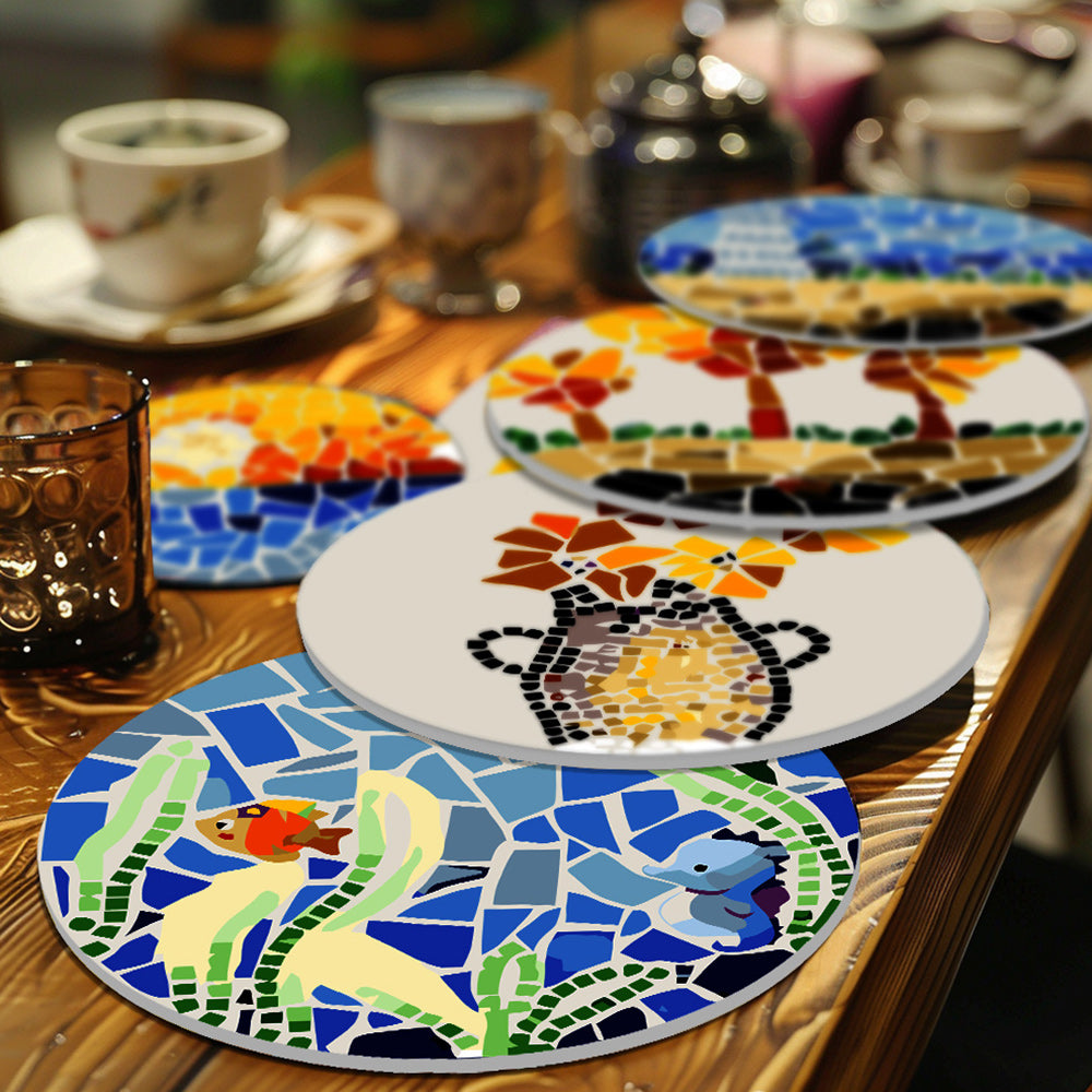 6Pcs Color Block Autumn Landscape Placemats Paint by Numbers