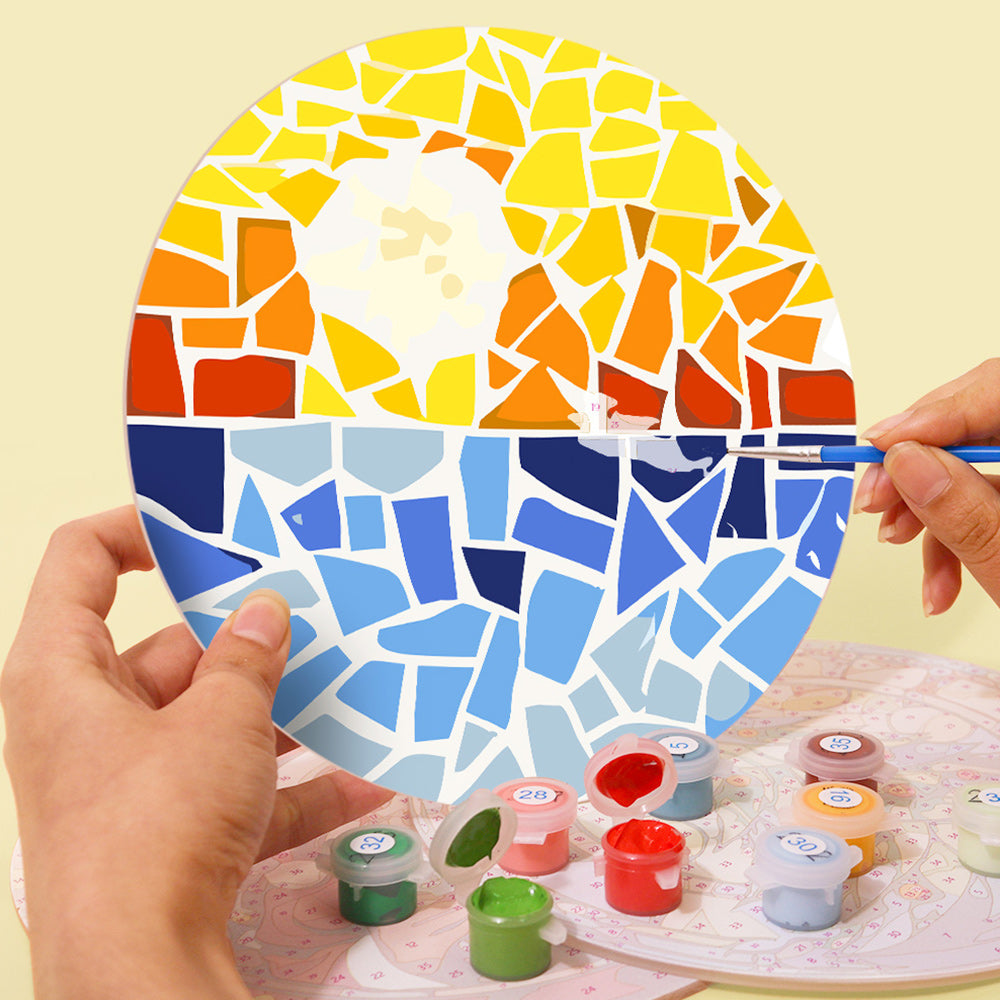 6Pcs Color Block Autumn Landscape Placemats Paint by Numbers