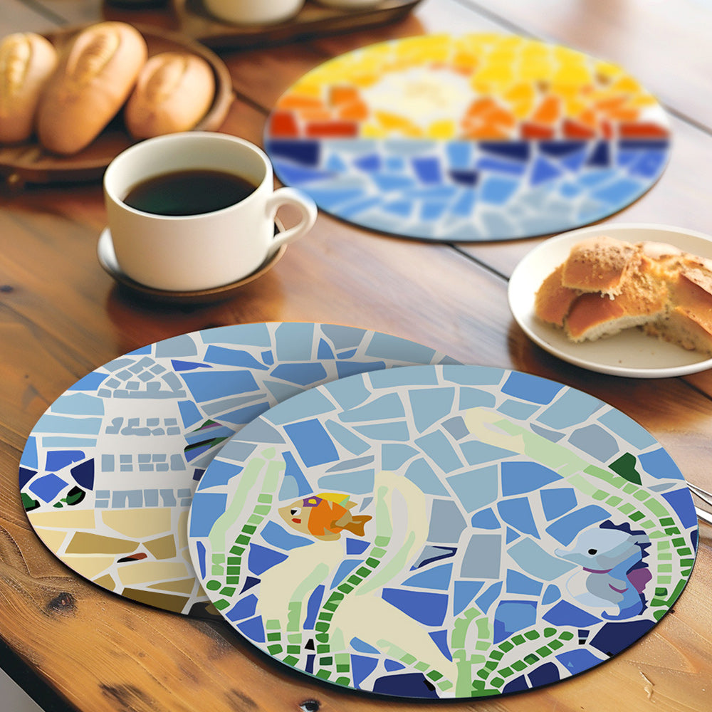 6Pcs Color Block Autumn Landscape Placemats Paint by Numbers