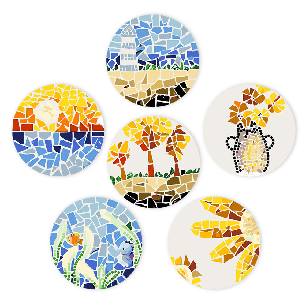 6Pcs Color Block Autumn Landscape Placemats Paint by Numbers