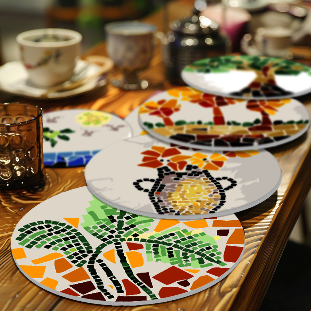 6Pcs Color Block Autumn Plants Placemats Paint by Numbers