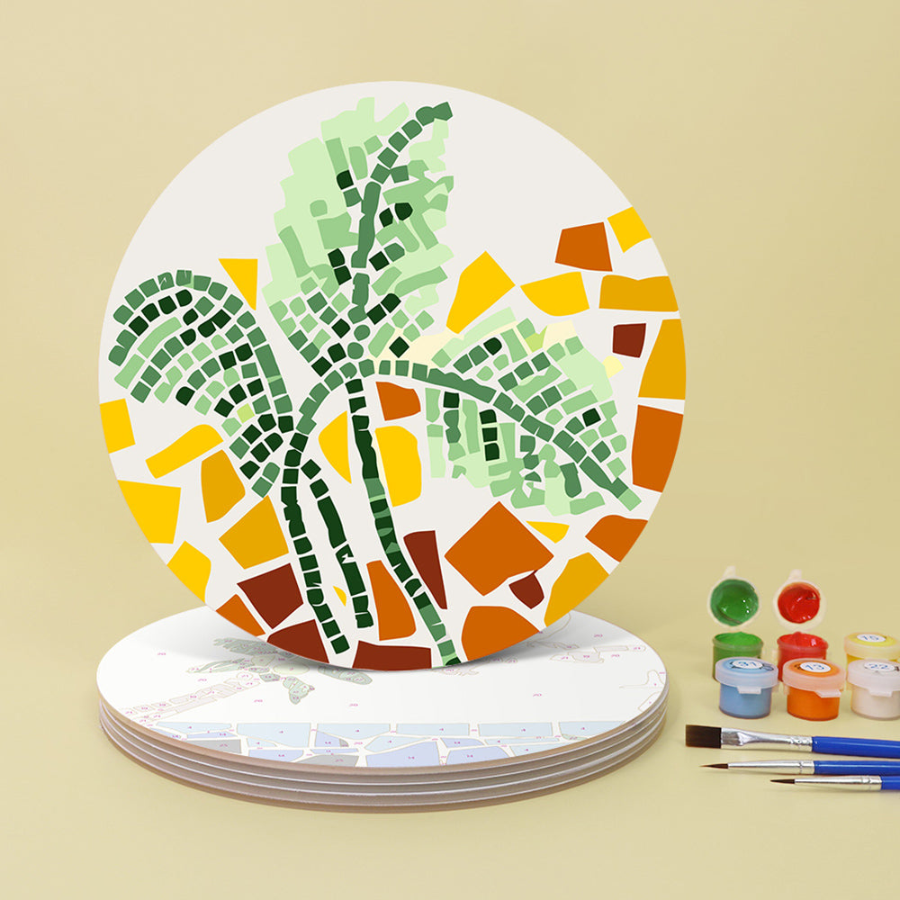 6Pcs Color Block Autumn Plants Placemats Paint by Numbers