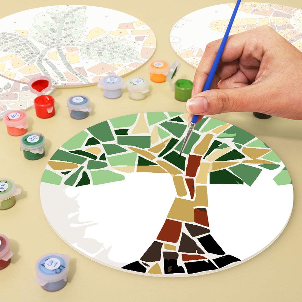 6Pcs Color Block Autumn Plants Placemats Paint by Numbers