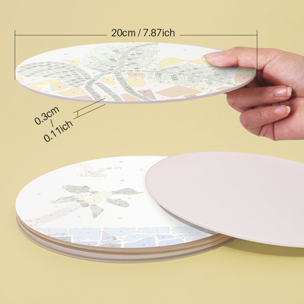 6Pcs Color Block Autumn Plants Placemats Paint by Numbers