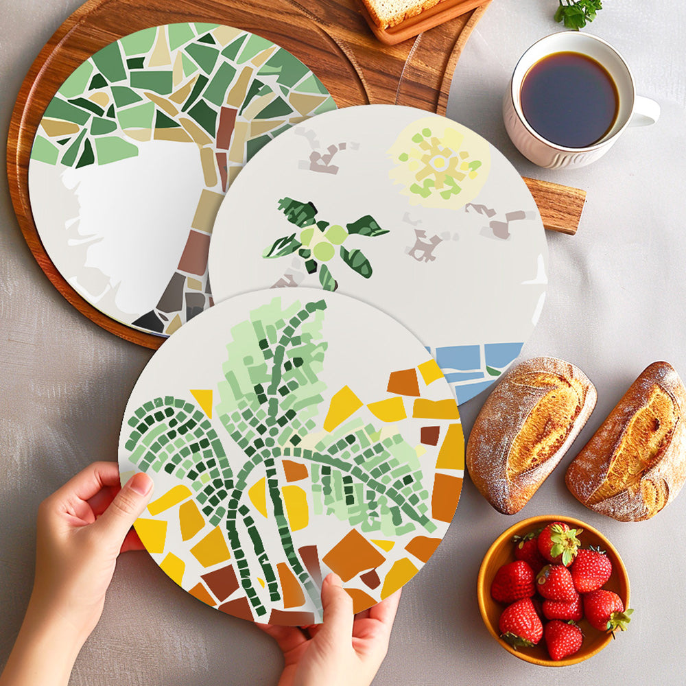 6Pcs Color Block Autumn Plants Placemats Paint by Numbers
