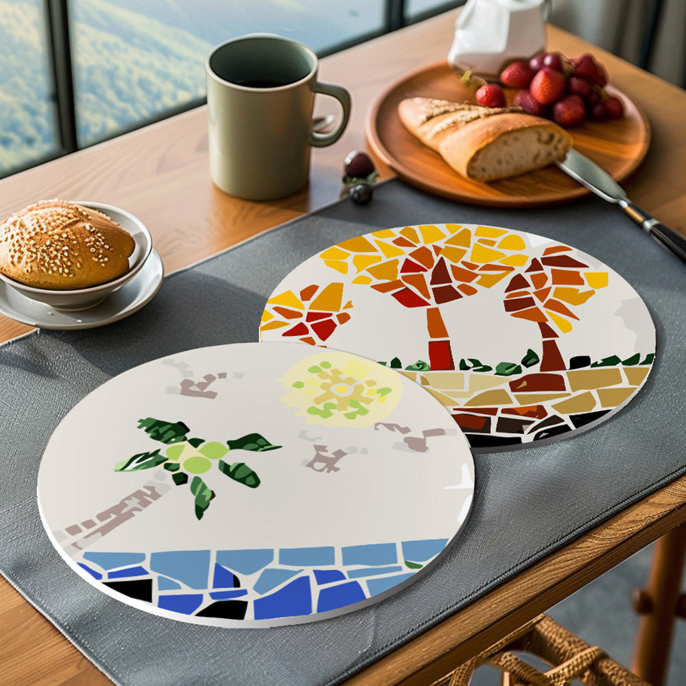 6Pcs Color Block Autumn Plants Placemats Paint by Numbers