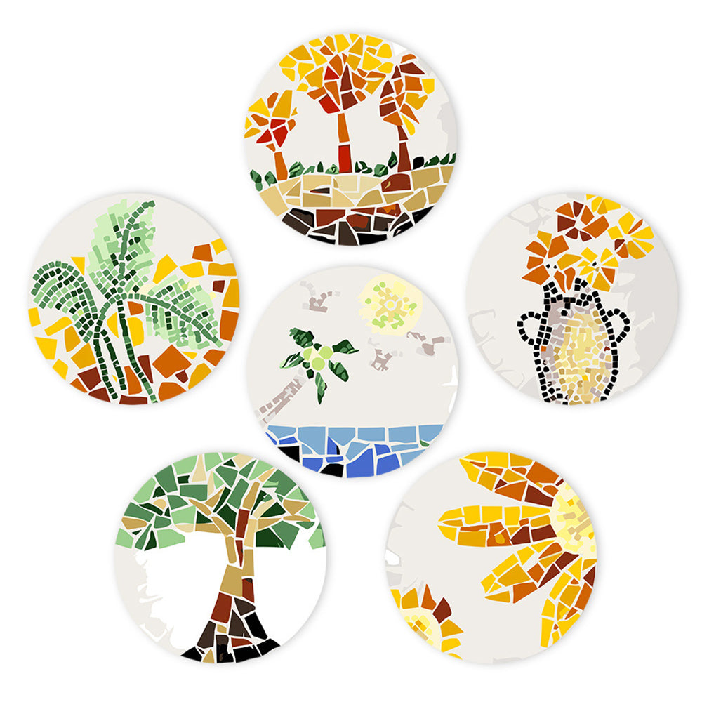 6Pcs Color Block Autumn Plants Placemats Paint by Numbers