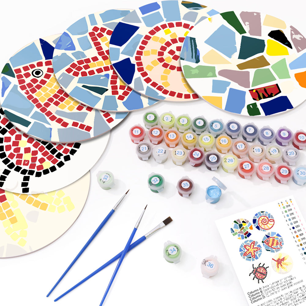 6Pcs Color Block Insect Placemats Paint by Numbers