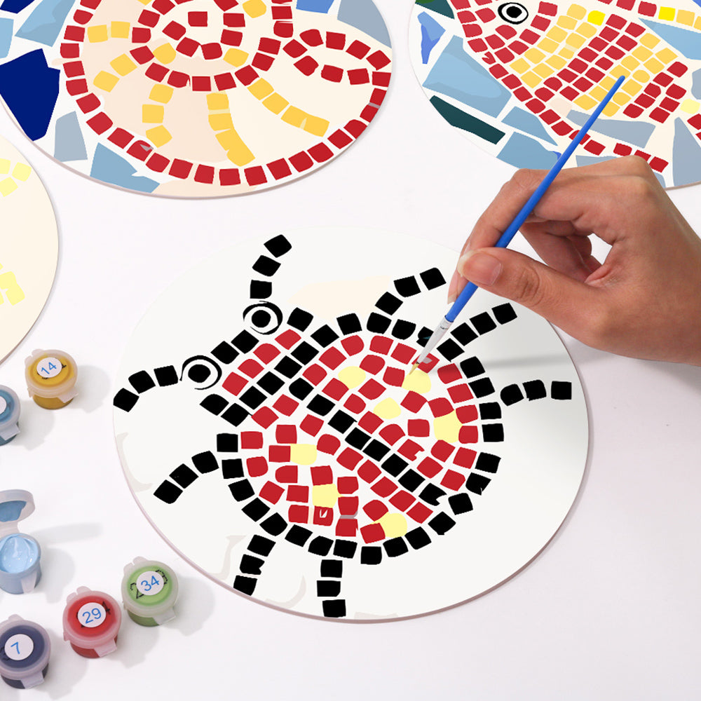 6Pcs Color Block Insect Placemats Paint by Numbers
