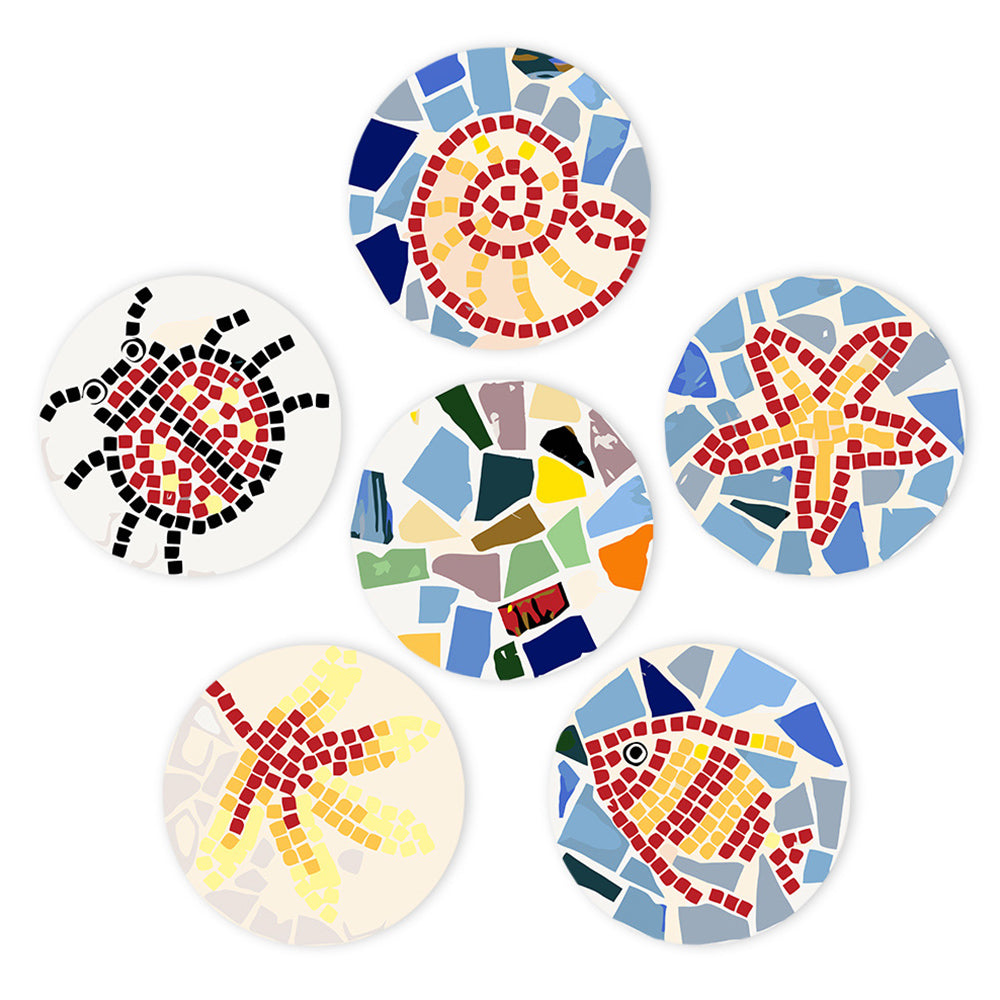 6Pcs Color Block Insect Placemats Paint by Numbers