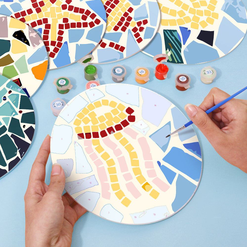 6Pcs Color Block Marine Animals Placemats Paint by Numbers