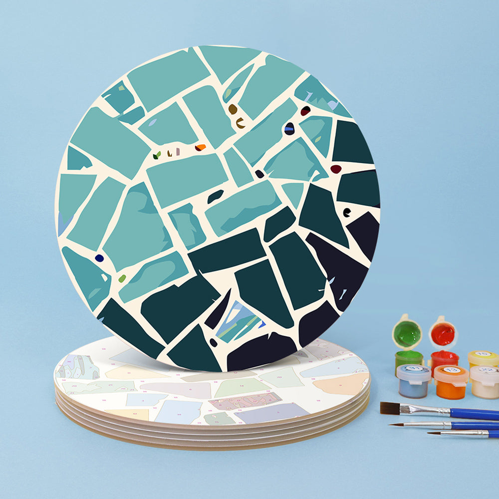 6Pcs Color Block Marine Animals Placemats Paint by Numbers