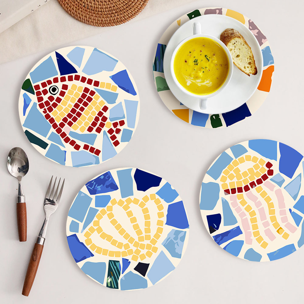 6Pcs Color Block Marine Animals Placemats Paint by Numbers