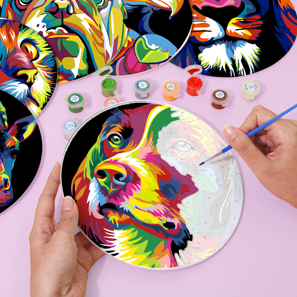 6Pcs Colorful Animals Placemats Paint by Numbers