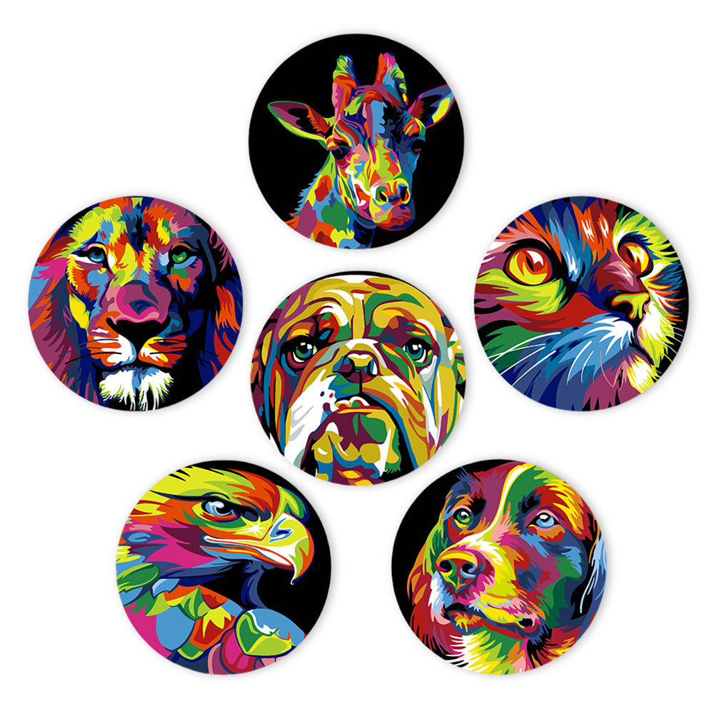 6Pcs Colorful Animals Placemats Paint by Numbers