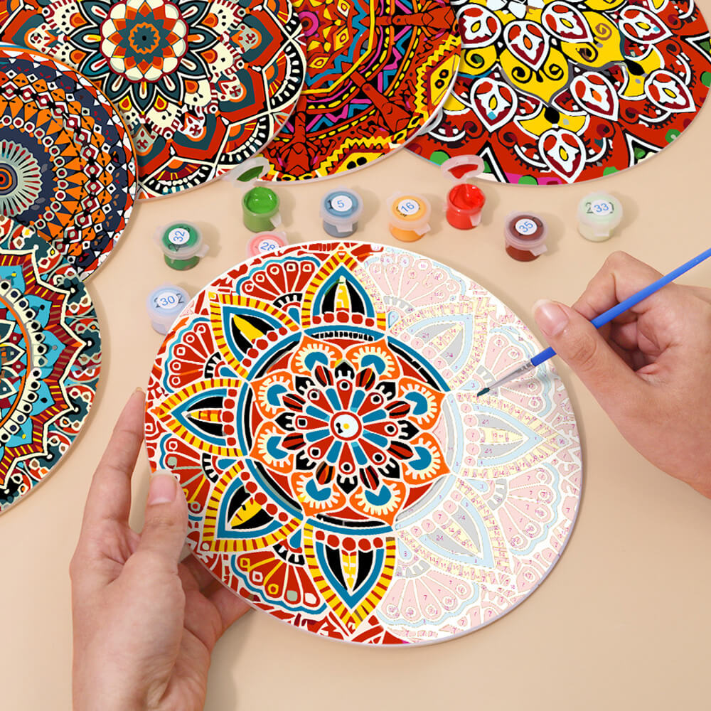 6Pcs Complex Mandala Placemats Paint by Numbers
