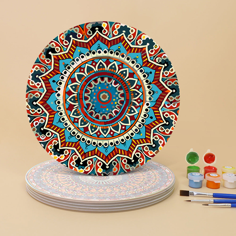 6Pcs Complex Mandala Placemats Paint by Numbers