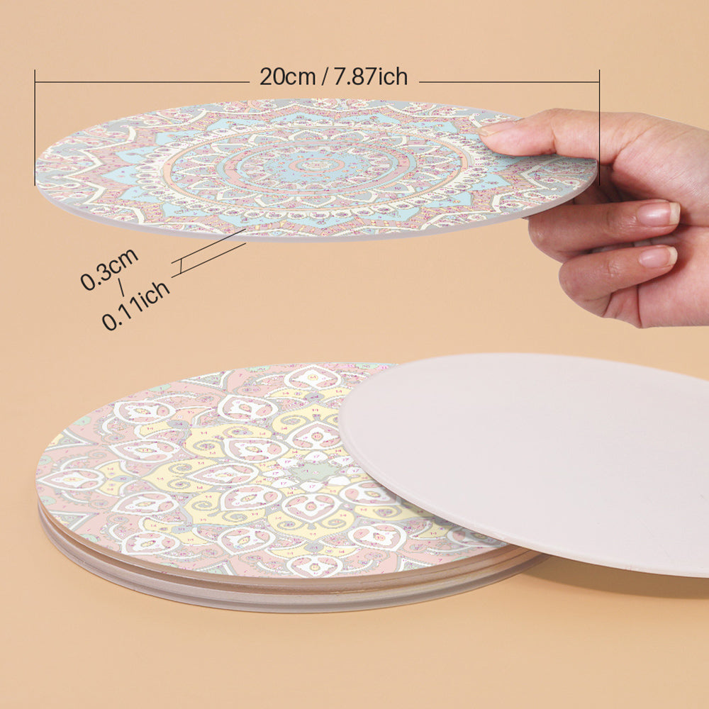6Pcs Complex Mandala Placemats Paint by Numbers