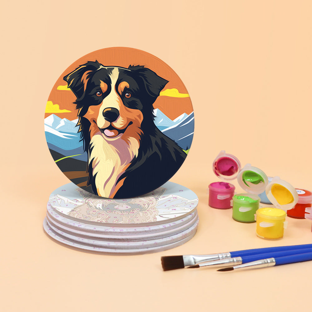6Pcs Dogs and Mountains Coasters Paint by Numbers