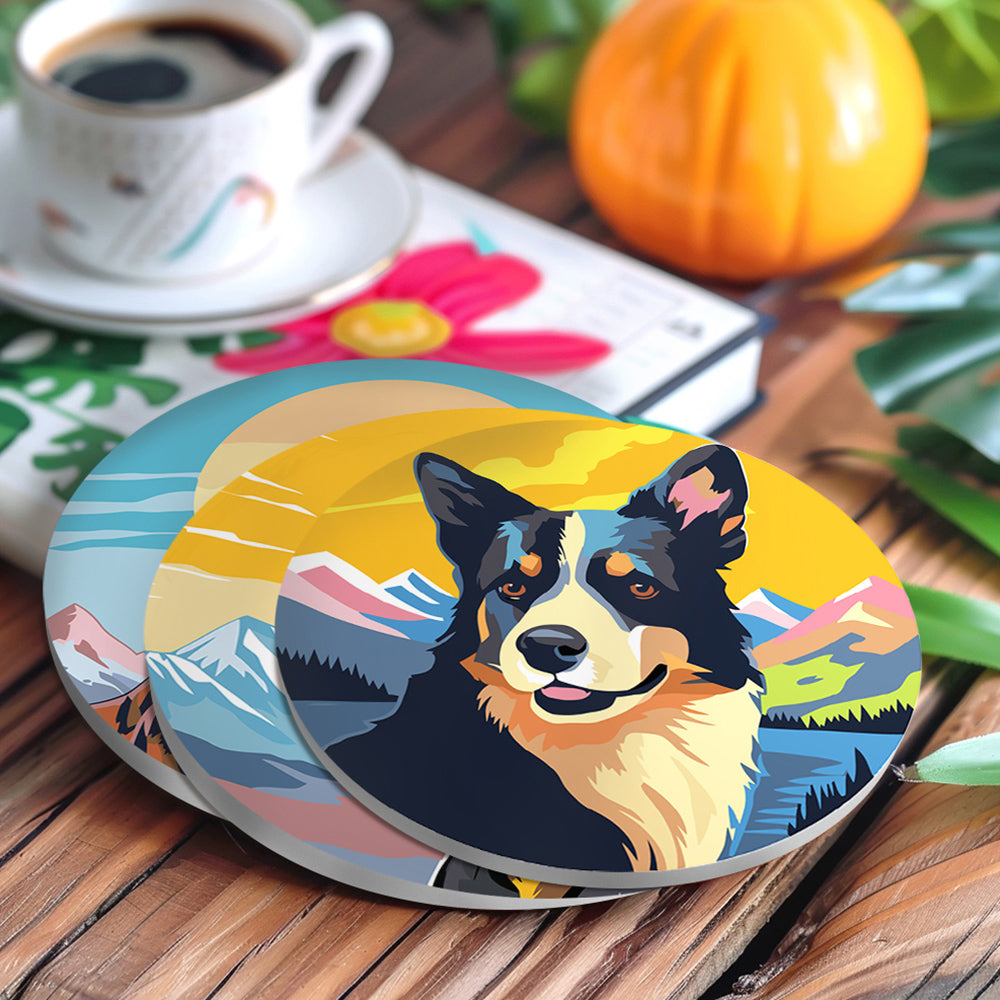 6Pcs Dogs and Mountains Coasters Paint by Numbers