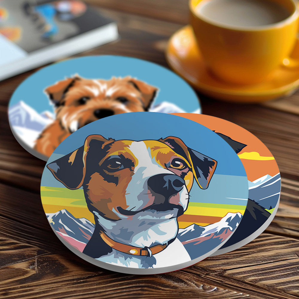 6Pcs Dogs and Mountains Coasters Paint by Numbers