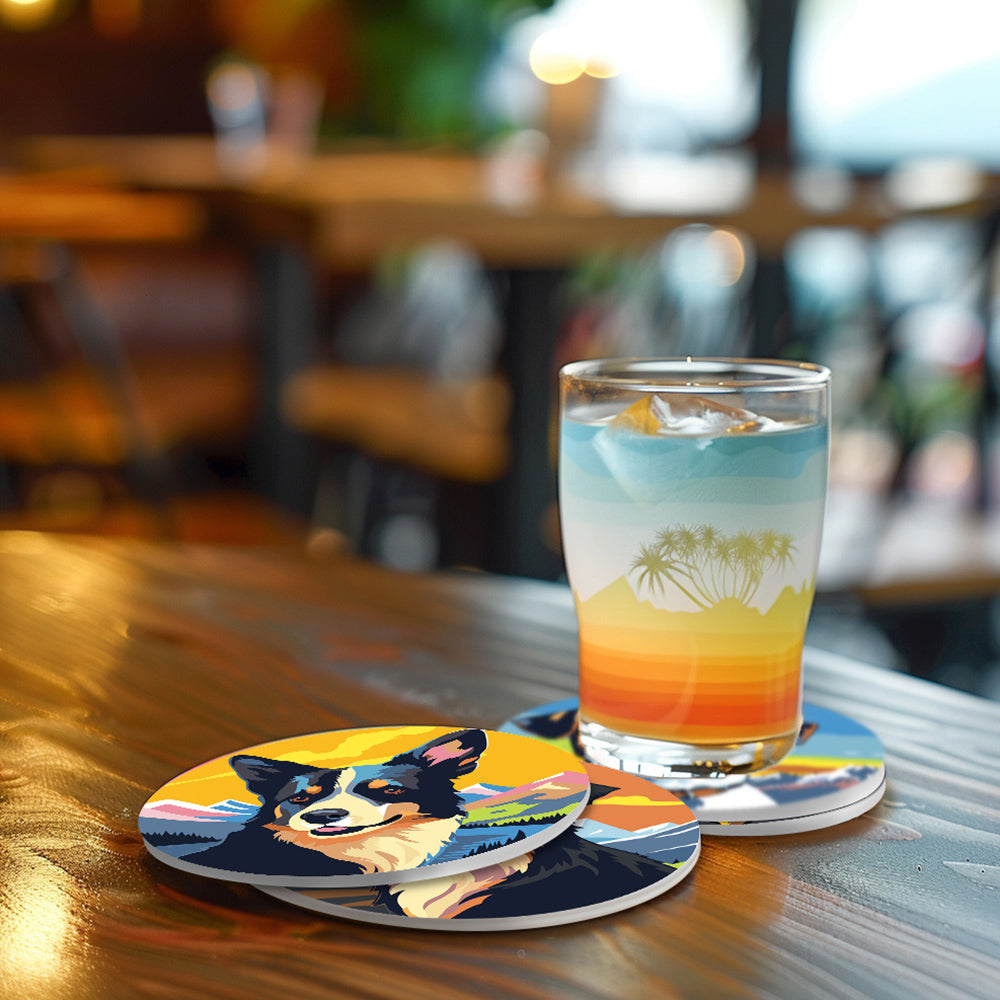 6Pcs Dogs and Mountains Coasters Paint by Numbers