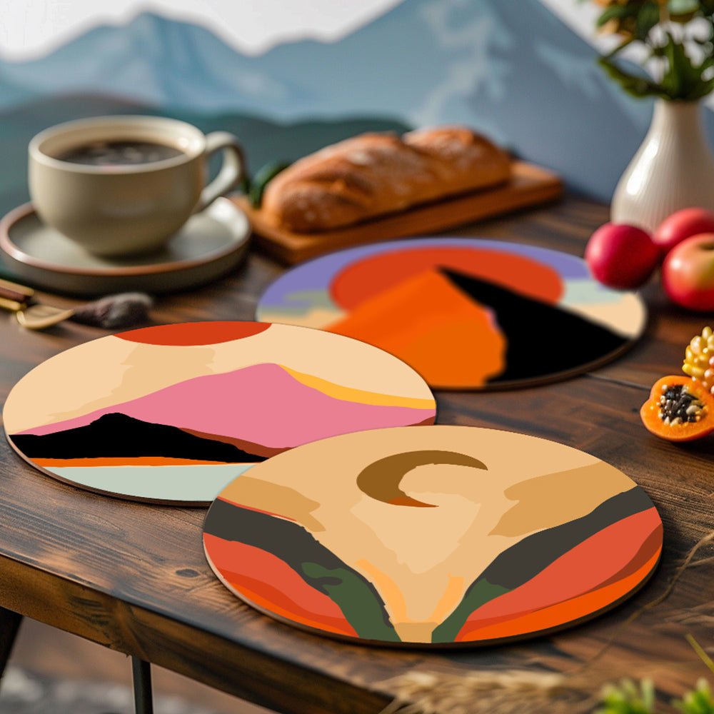 6Pcs Dusk Mountains Placemats Paint by Numbers