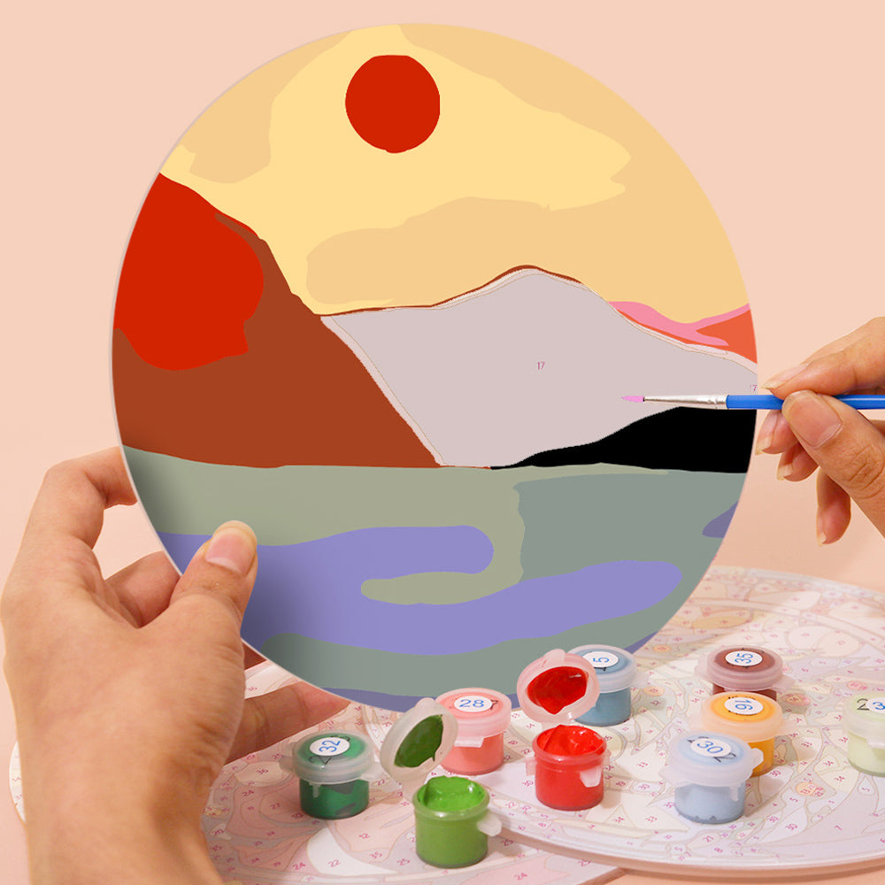 6Pcs Dusk Mountains Placemats Paint by Numbers