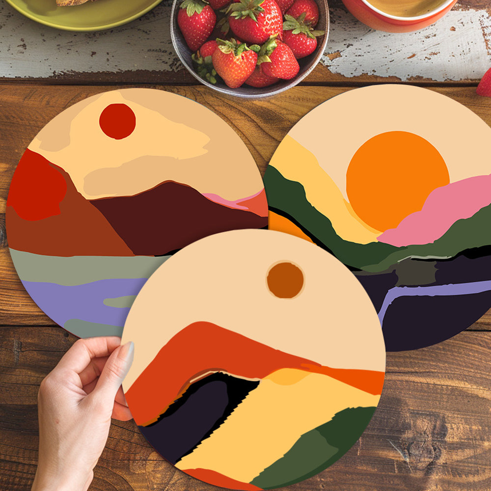6Pcs Dusk Mountains Placemats Paint by Numbers